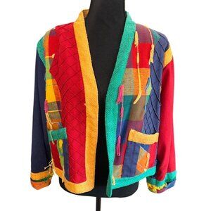 Vintage Yakmagik Patchwork Jacket S Handmade In Nepal 100% Cotton Silk Artsy